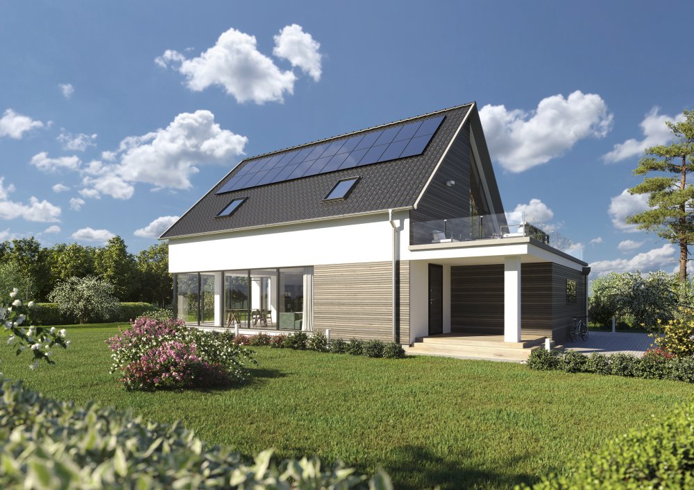 dom z bateriami solarnymi